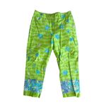 Lilly Pulitzer  Vintage Green Floral Print 100% Cotton Crop Pants Size 12 Photo 5