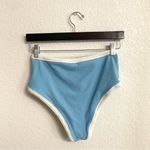 Aerie Womens Swim Bikini Bottoms Blue White High Waisted Cheeky Size Small Photo 1