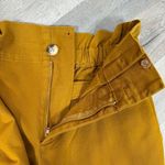 ZARA Tapered Leg Paper Bag Crop Pants Mustard Yellow Small Cotton Twill Photo 8