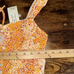 Sim & Sam Top Womens Medium Orange Ditsy Floral Smocked Ruffle Crop Y2K Boho NEW Photo 5