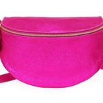 Pink metallic leather waist bag with removable strap Photo 3
