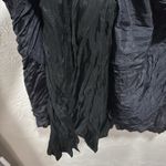 Garnet Hill  Black Silk Crinkled Skirt Elastic Waist Midi Boho broomstick Size 10 Photo 2