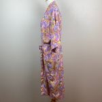 The Lingerie Collection Robe‎ Large Purple Multicolor Floral 3/4 Kimono Sleeve Photo 7