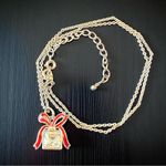 Avon NVC Gift Box Pendant Necklace – Red Enamel Bow & Clear Stone Silver Photo 0