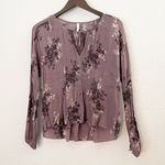 Gentle Fawn  Purple Pleated Long Sleeve Blouse Small Photo 0