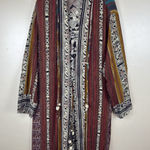 Vintage Carole Little Bohemian Long Kimono Ethnic Tribal Patchwork Size 14 Brown Photo 0