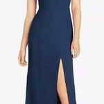 Dessy After 6 Midnight Navy Blue Ruffled Sleeve Bridesmaid Prom Dress Size 16 Photo 0