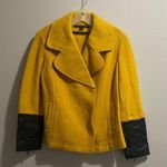 Katherine Barclay  Womens Peacoat Mustard Yellow Black Faux Leather Cuff Sz Small Photo 0