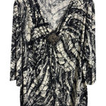 Susan Graver Embellished Snake Skin Print Top Size 2X Liquid Knit V-Neck Photo 0