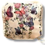 Makeup Bag Cosmetic Bag for Women Coquette Feminine Colorful Butterfly Floral White Photo 0
