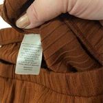 Abound  Womens Ribbed Pull On Lettuce Hem Wide Leg Pants Rust Size M NWT Neutral Photo 4