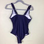 Peddney Swimsuit Women’s Ladder Trim one piece swimsuit Navy Blue Sz. Med Beach Photo 2