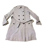 Gap  Women’s Blue Pinstriped Double Breasted Trench Coat Medium Belted Classic Photo 1