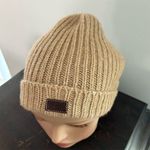 Coach Beige Ribbed Knit Winter Beanie Hat Unisex One Size Casual Soft wool Blend Photo 3