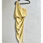 NWT Mable Sonny One Shoulder Satin Sheen Mini Dress Mustard Women's Size Small Yellow Photo 3