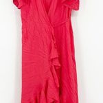 ELF Bali Made By Hand Carmen‎ Red Ruffle Wrap Vacation Party Maxi Dress Size S Photo 0