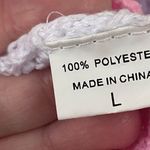 Crochet Colorblock Y2K Cropped Open Knit Sweater Bright Vibrant Top Size Large White Photo 2