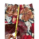 Benetton Floral Print Pant Sz 42 Elastic Waist 100% Cotton Made In Italy festive Red Photo 9