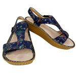 Alegria  Kendra Wedge Sandals 37 7 Blue Birdland Print Mosaic Photo 11