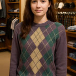 Vintage 70s Argyle Wool Grandpa Golf Sweater unisex preppy sweater Size XL Photo 0