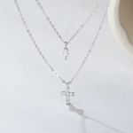 Layered Cross Necklace Silver Photo 4