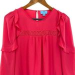 CeCe Pink Ruffle Sleeve Silk Peasant Blouse Top Photo 4