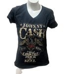 Zion Rootswear Johnny Cash Graphic T-Shirt Black Unisex M Music Rock Country V-Neck Photo 6