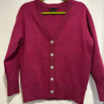 Tahari  Magenta Cardigan Jeweled Buttons. Thick Stretch. V Neck. Long Sleeve. XS Photo 0