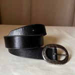 Gap Vintage  Black Leather Oval Buckle Belt Size 32 Western Boho Photo 5