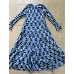 Mud Pie Mud Pie Dress Womens Medium Blue Midi Tassels Boho Beach Resort Coastal Preppy Photo 3