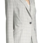 Elie Tahari  Allegra Micro-Plaid One Button Jacket Blazer Gray Size 12 NWT Photo 0