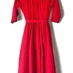 Vintage 1950s Lanz Heart Print Fit & Flare Circle Skirt Dress Size Small Red Photo 2