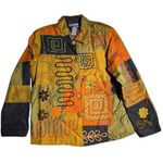 Vtg Y2K Indigo Moon Green Orange Patchwork Floral Embroidered Button Up Jacket S Photo 0