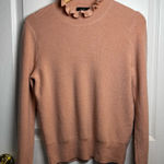 J.Crew  Ruffle Neck Merino Wool Blend Sweater Pink Mockneck Feminine Chic S Photo 0