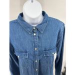 J.Crew Wren Slim Fit Denim Shirt Pearl Snap Long Sleeve Women’s Size 12 Pockets Photo 6