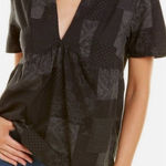 James Perse  V-Neck Patchwork Top Black‎ Combo 1 equals S Photo 0