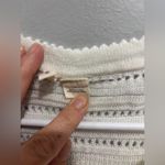 Anthropologie Moth Ivory Acrylic Eyelet Lace Crewneck Sweater Small White Photo 3