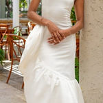 Lulus LULU’S Magnificent Presence White Ruffled Asymmetrical Midi Dress Photo 0