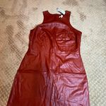 Prologue Midi Crew Neck Burnt Brick Red Faux Leather Sleeveless Dress SZ 6 NWT Photo 3