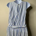 Peppermint Blue/White Striped Sleeveless Jumpsuit Women's Small Photo 4