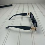 Black Rectangle Sunglasses with Gold “BB” Side Detail Photo 7