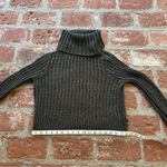 Free People Twisted Cable crop turtleneck sweater dark green gold metallic Small Photo 7