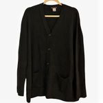 Henri Bendel  Black Extra Fine Merino Wool V Neck Cardigan Sweater Large Italy Photo 0