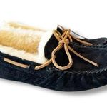 UGG  Women's Size 7 Dakota Suede Leather Slipper Black Slip On Moccasins Cozy EUC Photo 0