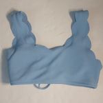 SheIn  Baby Blue Scalloped Tie Back Bikini Top S Swim Resortwear Vacation Classic Photo 3