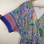 Cato  Paisley Maxi Dress Size 14/16W Smocked Waist V-Neck‎ Colorful Boho Beachy Photo 3