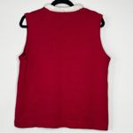 Vtg Classic Elements Red Sleeveless Skiing Happy Snowmen Sweater Vest w/Pin! Med Photo 2