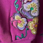 Vintage Fuchsia Elaborate Floral Applique Open Front Sweatshirt cardigan. Size Size 2X Photo 4