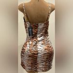 LIONESS Animal Tiger Print NWT Black Lace Sweet Heart Slip Satin Dress Sz L. Photo 1