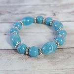 Vintage Stretch Bracelet Chunky Light Blue Photo 2